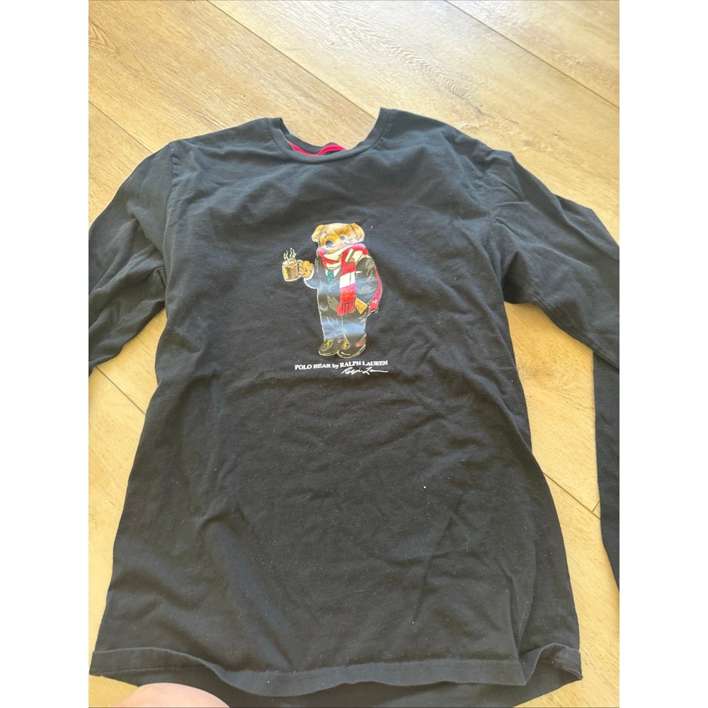 Polo Ralph Lauren women black cocoa polo bear long sleeve